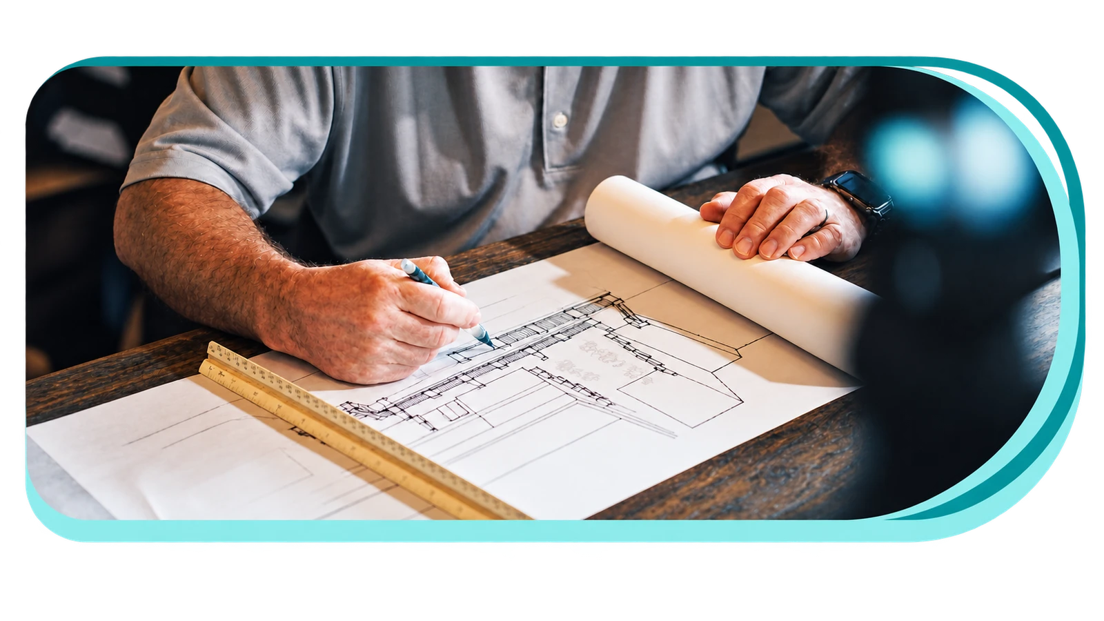 Architecte dessinant les plans d’un projet de construction
